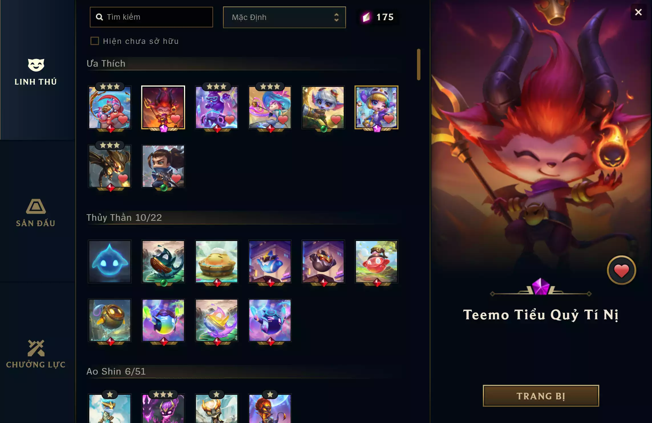 Ảnh 🔰 PET TÍM ➡️ TEEMO TIỂU QUỶ TÍ NỊ ➡️ TRISTANA PHÁO THỦ PENGU TÍ NỊ 🔰 SÀN - SÂN ĐẤU GIẢI ĐẤU TINH VÕ ➡️ TRISTANA TÍ NỊ ➡️ YASO TÍ NỊ 🔰 TRANG PHỤC - 143 SKIN 🌠 LEBLANC HUYỀN THOẠI TRỖI DẬY 🌠 4 SKIN HÀNG HIỆU VIP FULL KHUNG 🍁 UNRANK ️🍁 CÓ THẺ ĐỔI TÊN INGAME